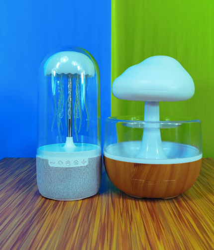 Raindrop Humidifier and Jellyfish Table Lamp Combo